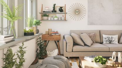 Boho living room with plants