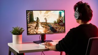 An MSI MAG 272QP QD-OLED X50 gaming monitor