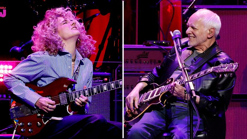 NEW YORK, NEW YORK - MARCH 06: Grace Bowers, Trey Anastasio, and Peter Frampton perform during the 2025 Love Rocks NYC Benefit for God&#039;s Love We Deliver at Beacon Theatre on March 06, 2025 in New York City. 