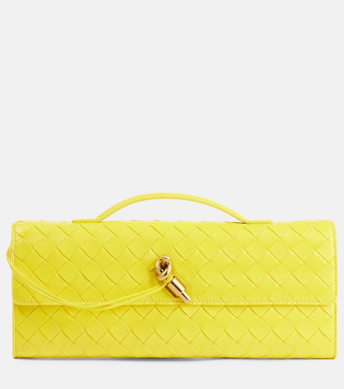 Andiamo Intrecciato Leather Clutch in Yellow – Bottega Veneta