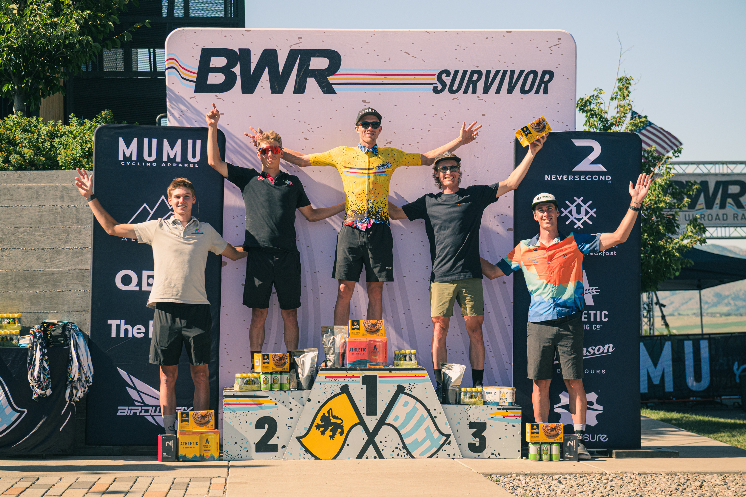 Elite men's podium at 2025 Belgian Waffle Ride Montana