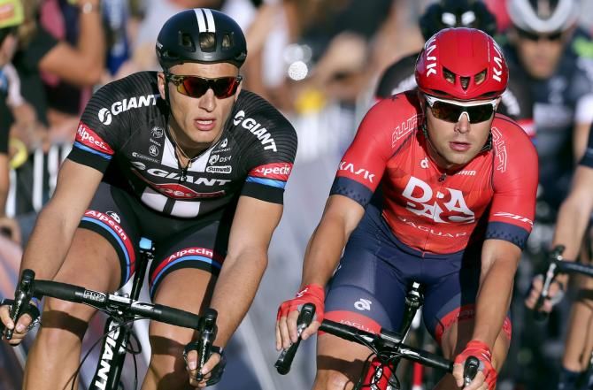 Marcel Kittel (Giant-Alpecin) and Wouter Wippert (Drapac) ride shoulder to shoulder