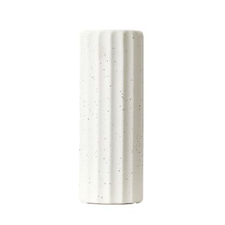 speckled tall column vase with ribbed texture