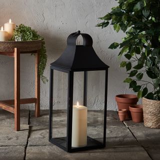 59cm Albury Black Garden Lantern With Truglow® Candle