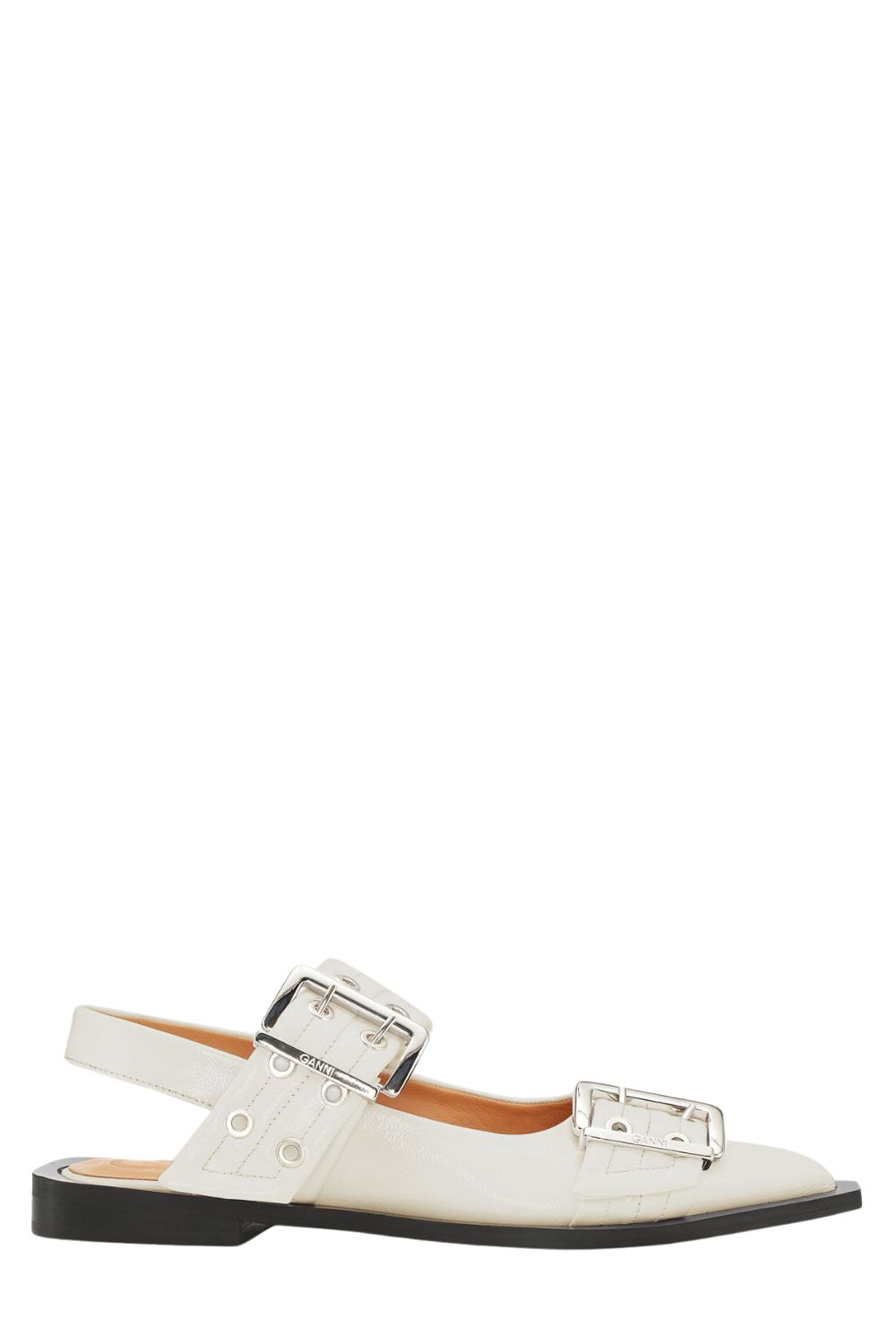 Ganni Ivory Feminine Buckle Ballerinas