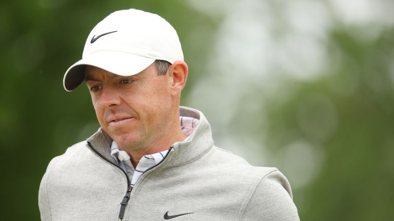 Rory McIlroy looking dismayed during the final round of the 2022 PGA Championship