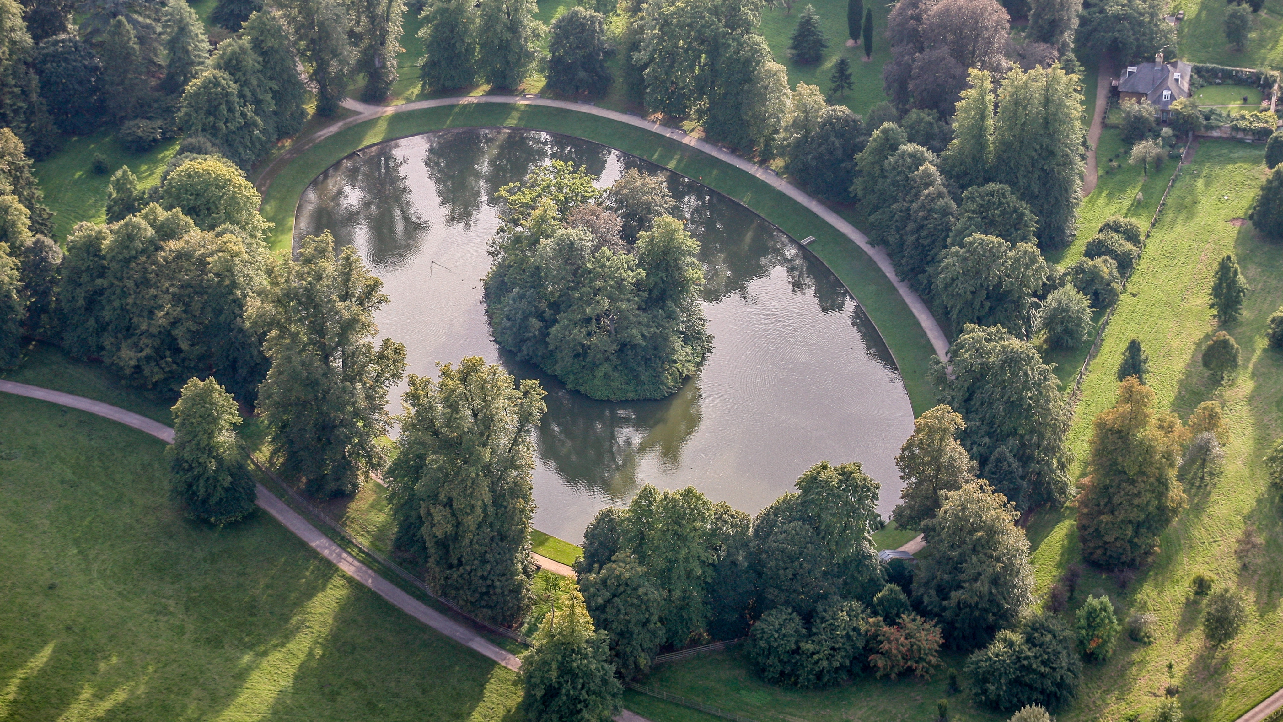 An aerial view of the final resting place of Diana, Princess of Wales on September 9, 2006