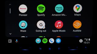 Android Auto home screen with Routine included.