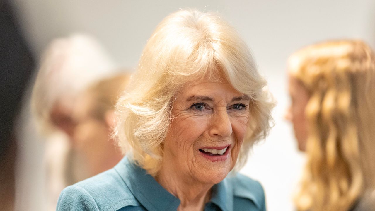 Queen Camilla is seen during her visit to Maggie&#039;s new cancer support centre