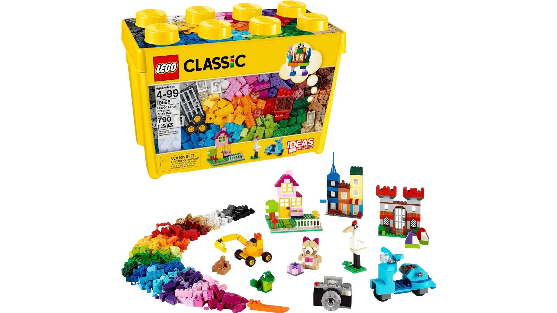 Lego Classic box with pieces in front