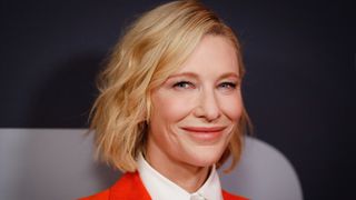 Cate Blanchett is pictured with short, layered bob whilst posing at a special screening for TÁR at Cremorne Orpheum on November 13, 2022 in Sydney, Australia.