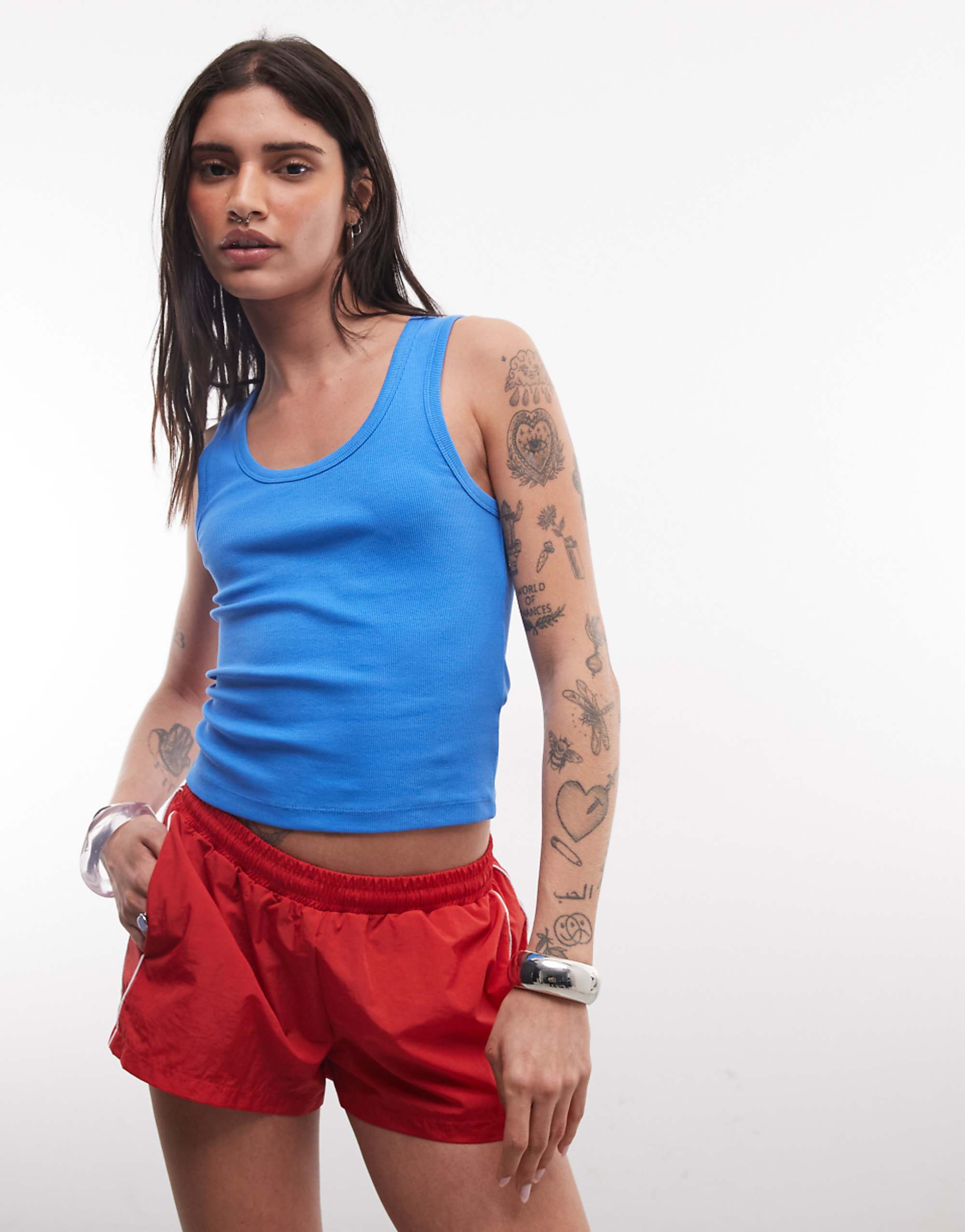 Collusion Mini Track Nylon Short in Red