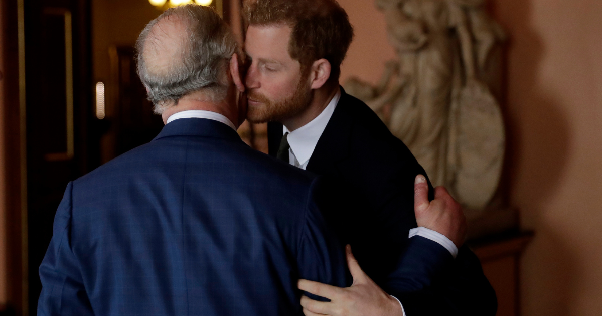 Prince Harry and Prince Charles, Prince of Wales arrive to attend the &#039;International Year of The Reef&#039; 2018 meeting at Fishmongers Hall on February 14, 2018 in London, England.