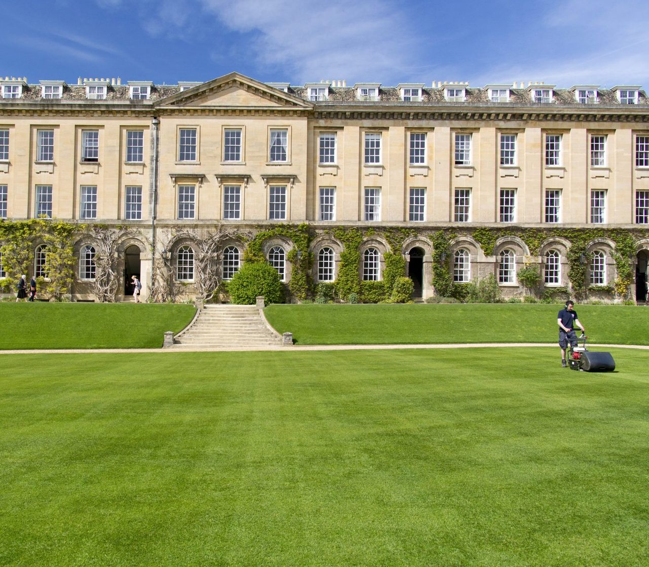 The pristine lawns of Worcester College, Oxford.