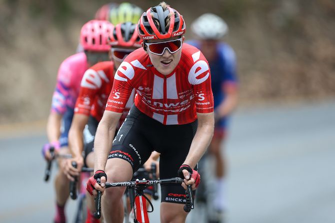 Sunweb&rsquo;s Michael Storer worked hard to shed his Sunweb team&rsquo;s rivals on the final climb