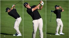 Keita Nakajima plays an air shot during the Open de France