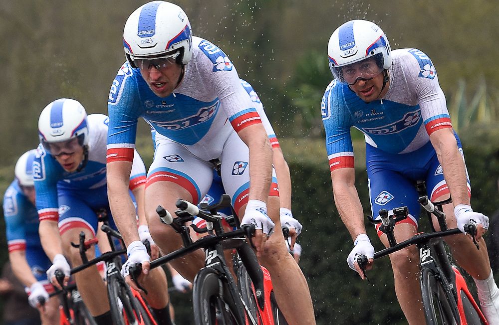 Team France de Jeux ride during the Team Time Trial on day one of the tour of 'La Mediterraneenne'