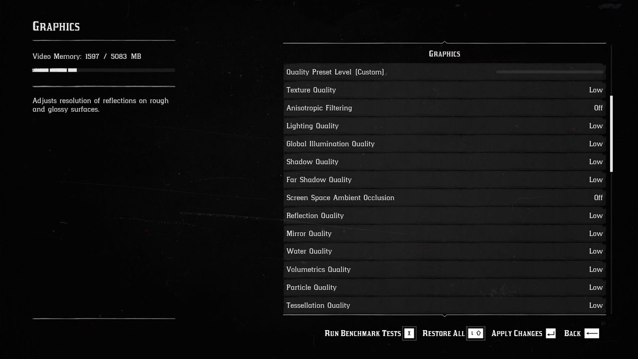 Red Dead Redemption 2 settings