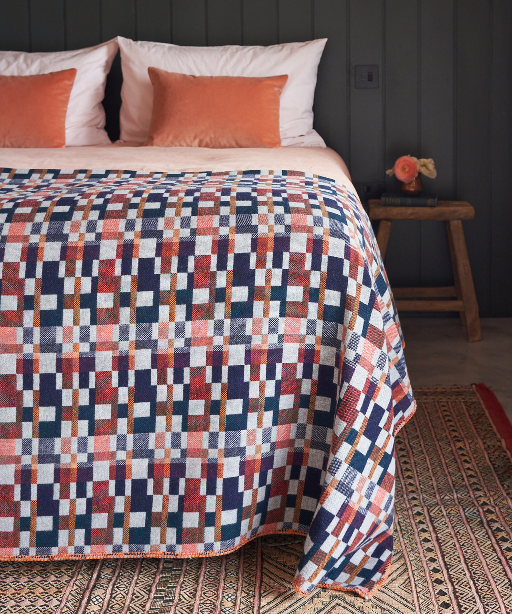 bed with throw