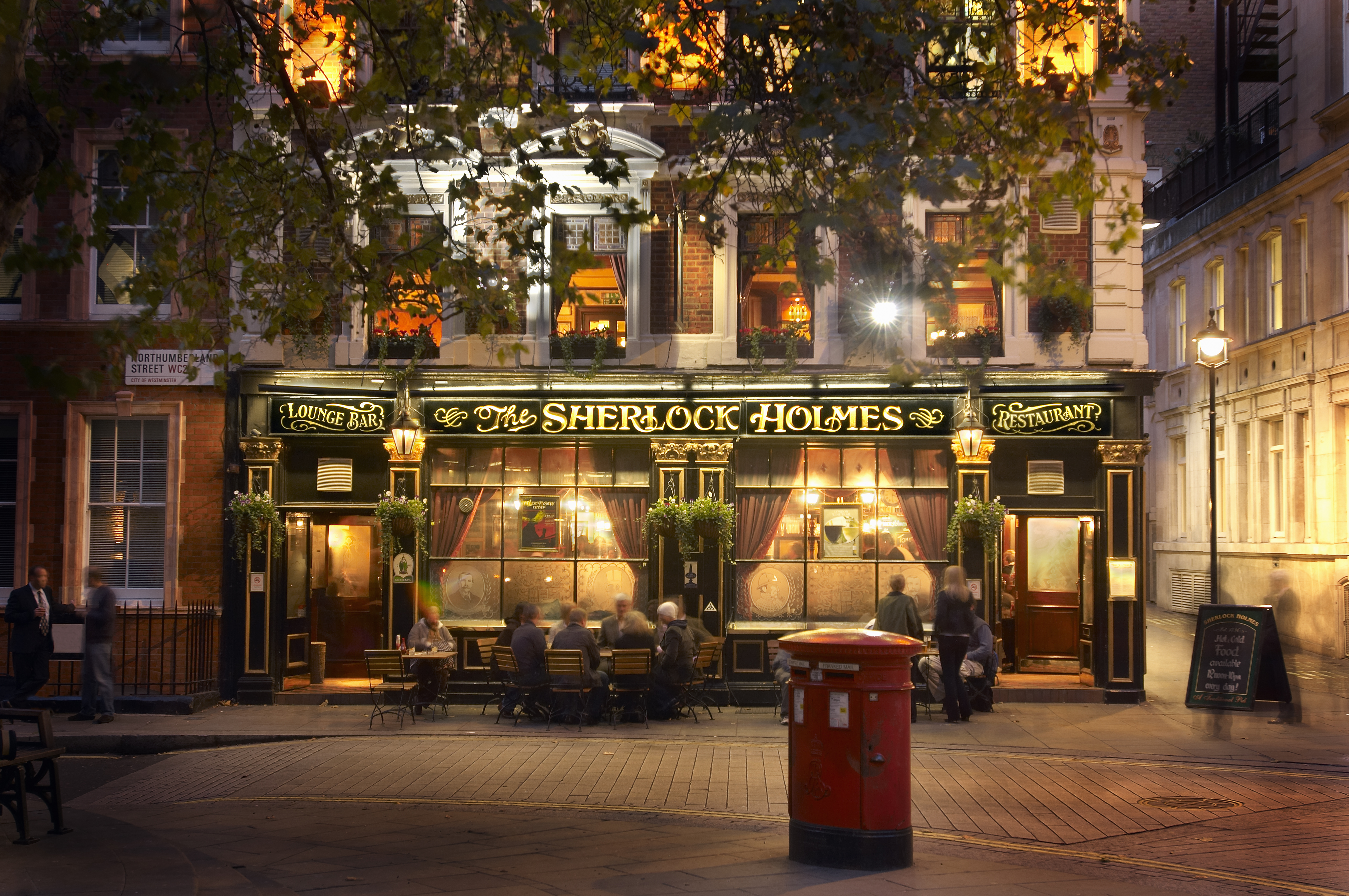 Pub facade at night time