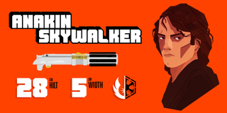 Anakin Skywalker and his lightsaber statistics