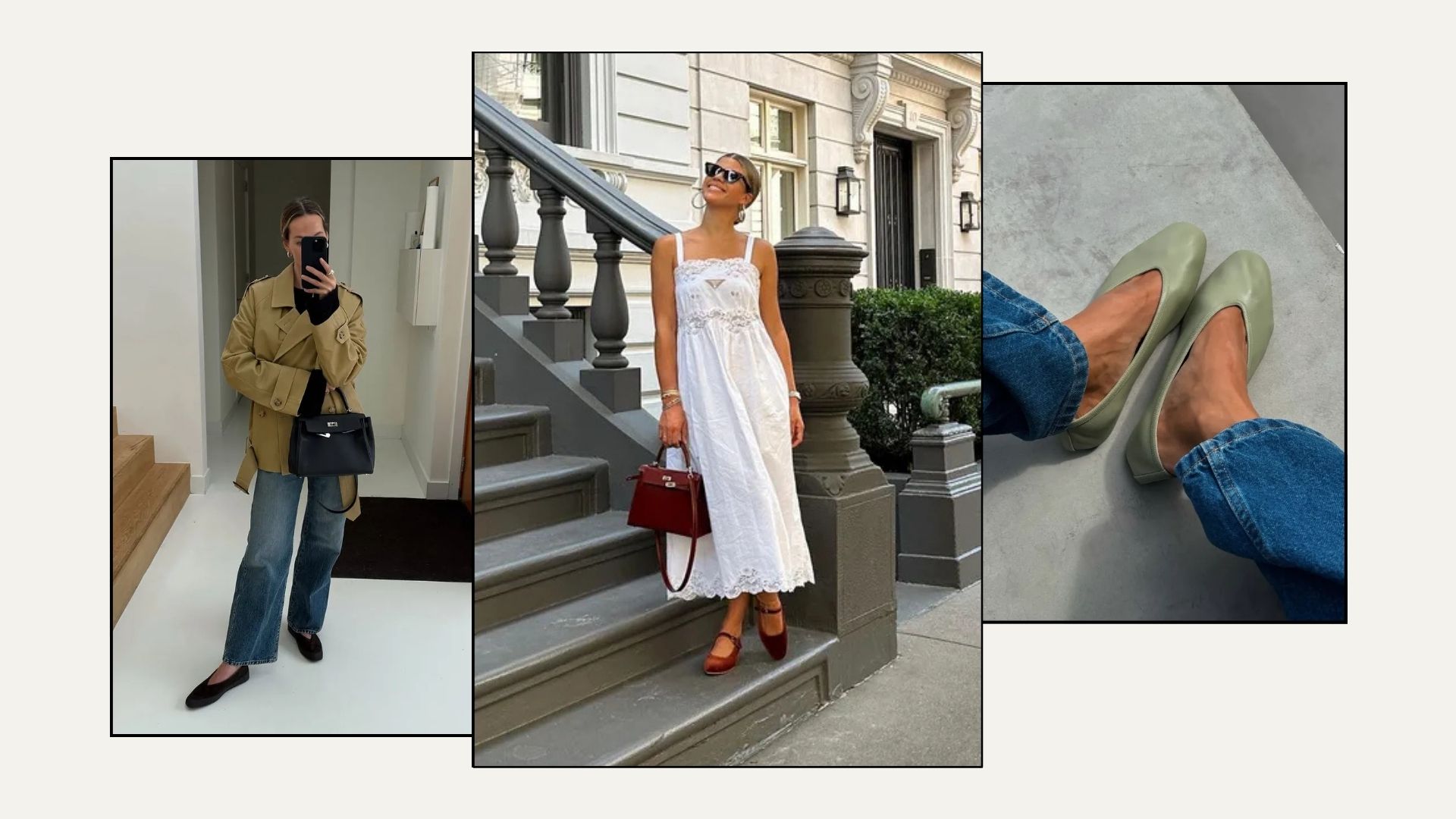 Three women wear Le Monde Beryl Sandals