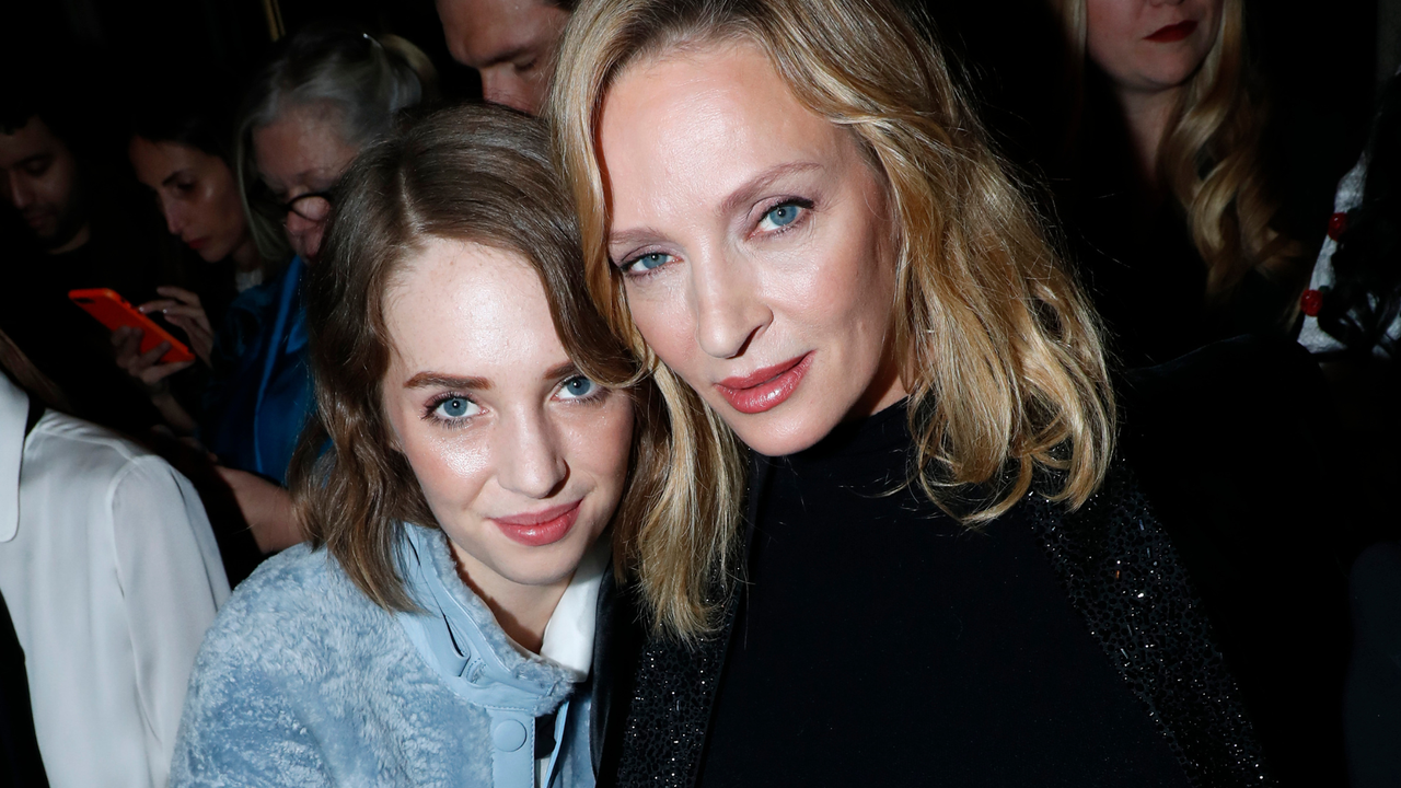 Uma Thurman and her daughter Maya Hawke attend the Giorgio Armani Prive Haute Couture Spring Summer 2019 show as part of Paris Fashion Week on January 22, 2019 in Paris, France