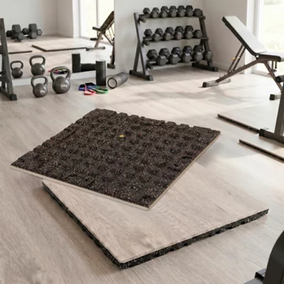 Rubber Gym Flooring Tiles, 50 X 50cm, 4 Pack (1m&amp;sup2;) - 20mm Thick Heavy-Duty Anti-Slip Gym Floor Mats