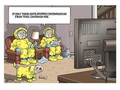 Political cartoon Ebola toxic campaigns