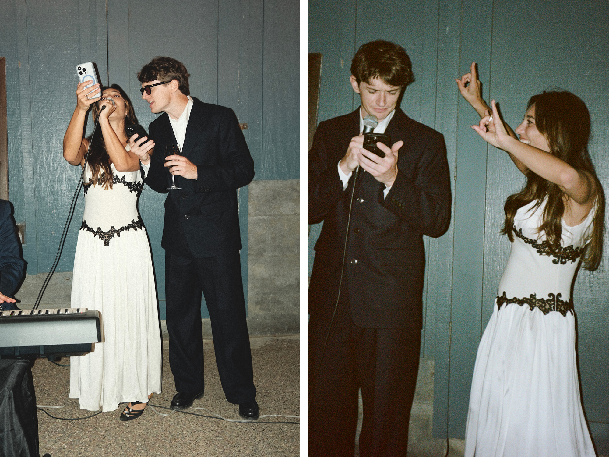 Charles and Hadley singing karaoke.