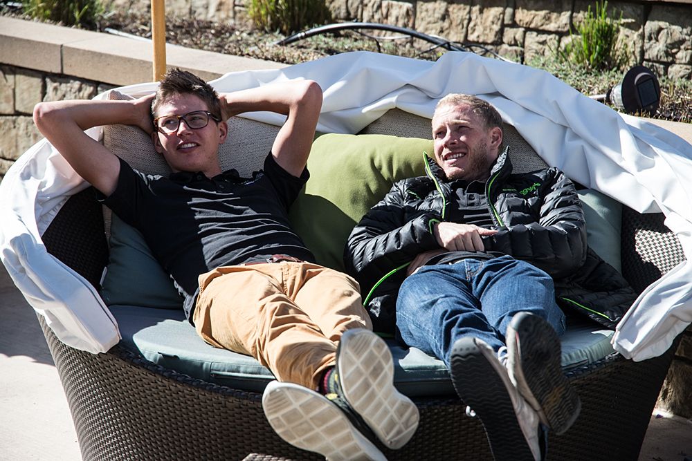 Joe Dombrowski and Andrew Talansky relax