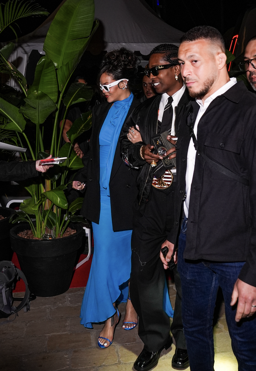 Rihanna and A$AP Rocky step out at the "Ray-Ban X A$AP Rocky" after party during day eight of the 78th Cannes Film Festival