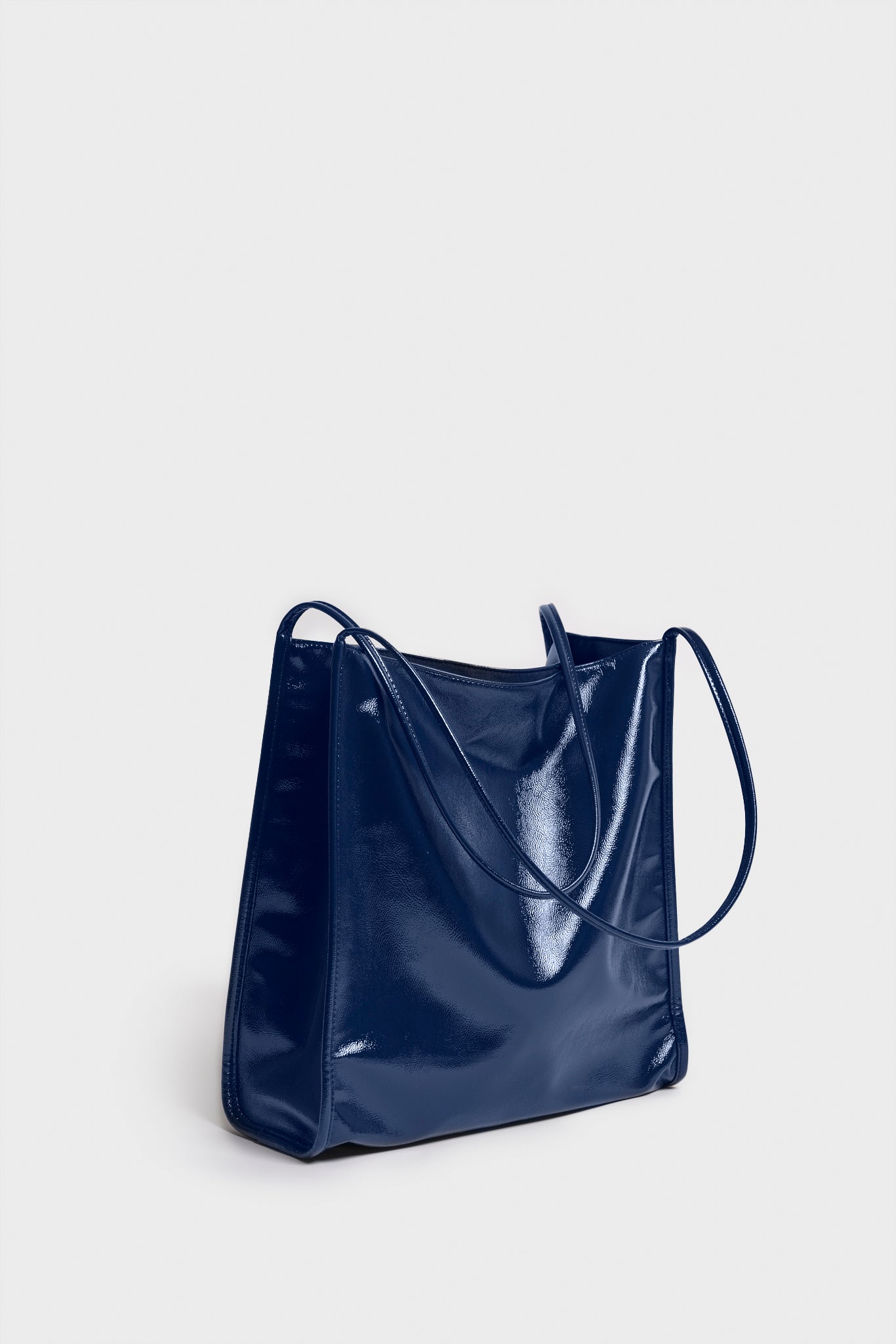 Navy Blue High Shine Pvc Tote Bag