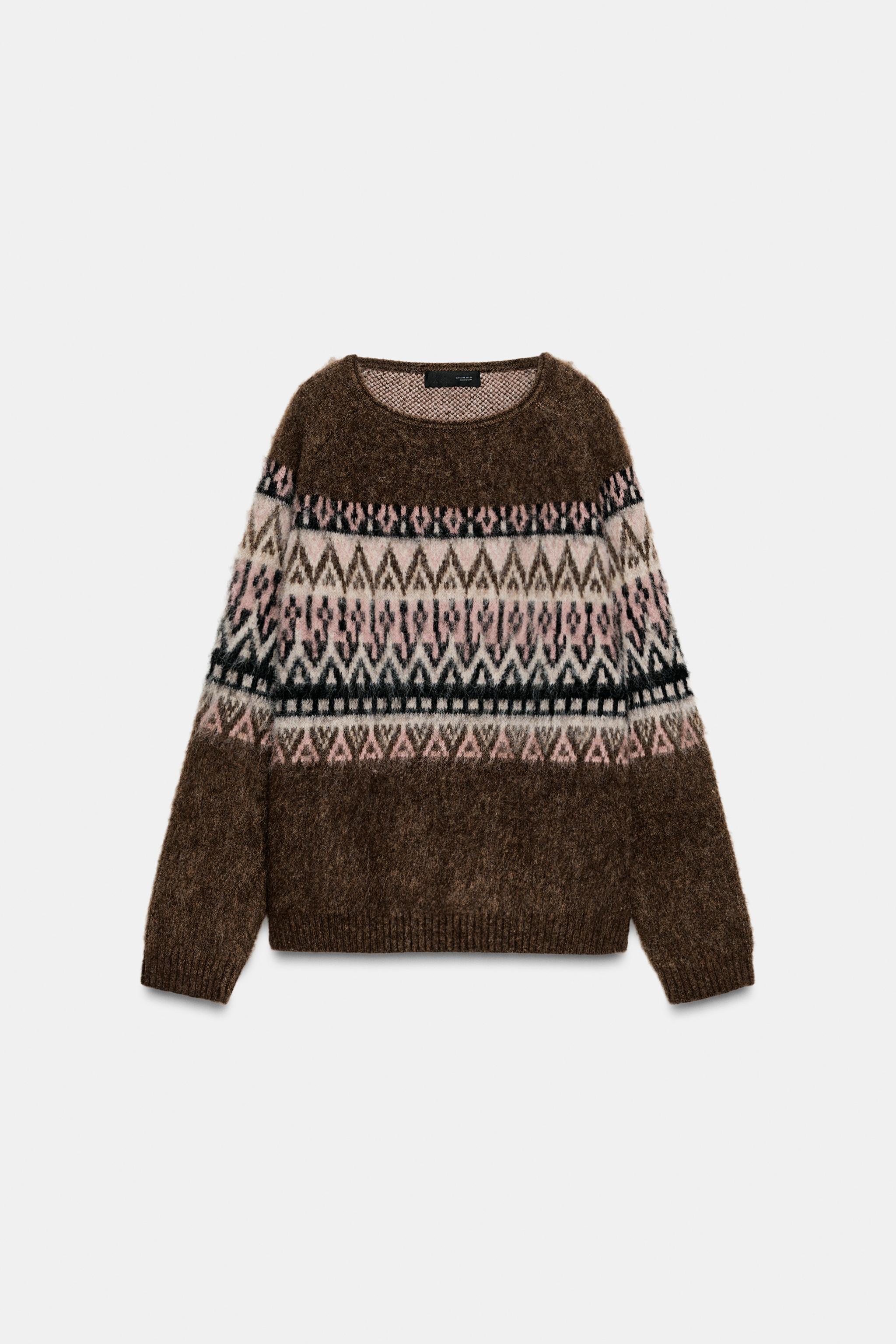 ZARA Brushed Effect Jacquard Knit Jumper