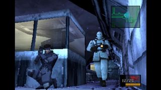 An in-game action screenshot from Metal Gear Solid 1