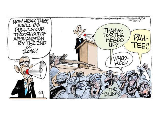 Obama cartoon Afghanistan troops