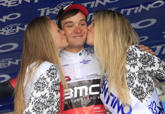Rick Zabel wears the young rider's jersey