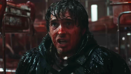 Bryan covered in blood during the Resident Evil film