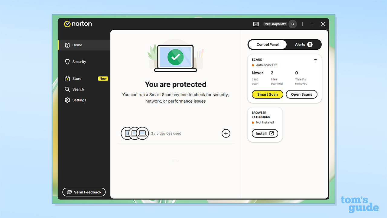 Screenshot of Norton threat scanning