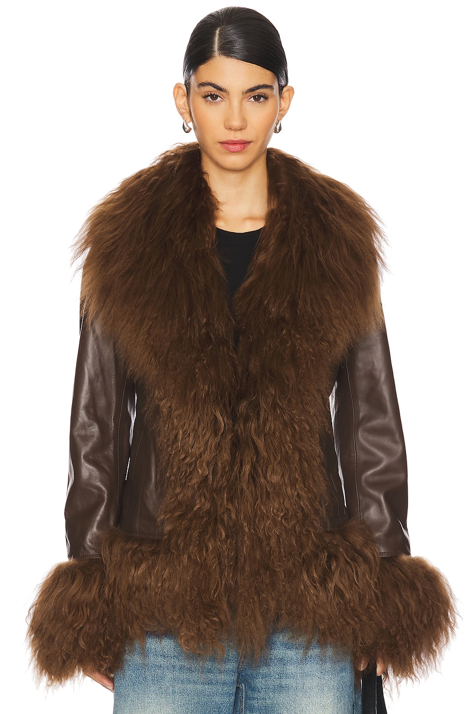Dorothy Leather Coat With Fur Trim