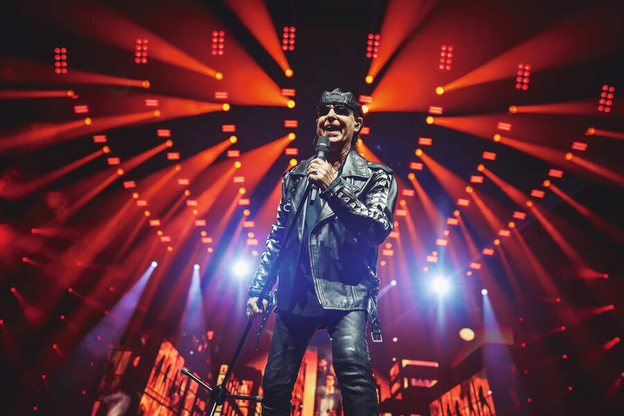 Klaus Meine of Scorpions performs in concert at Wizink Center on July 16, 2024 in Madrid, Spain