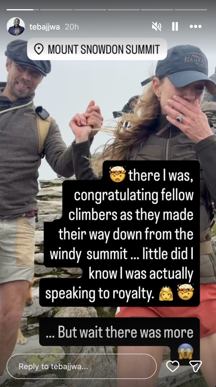 Princess Kate holding hands with James Middleton climbing a mountain