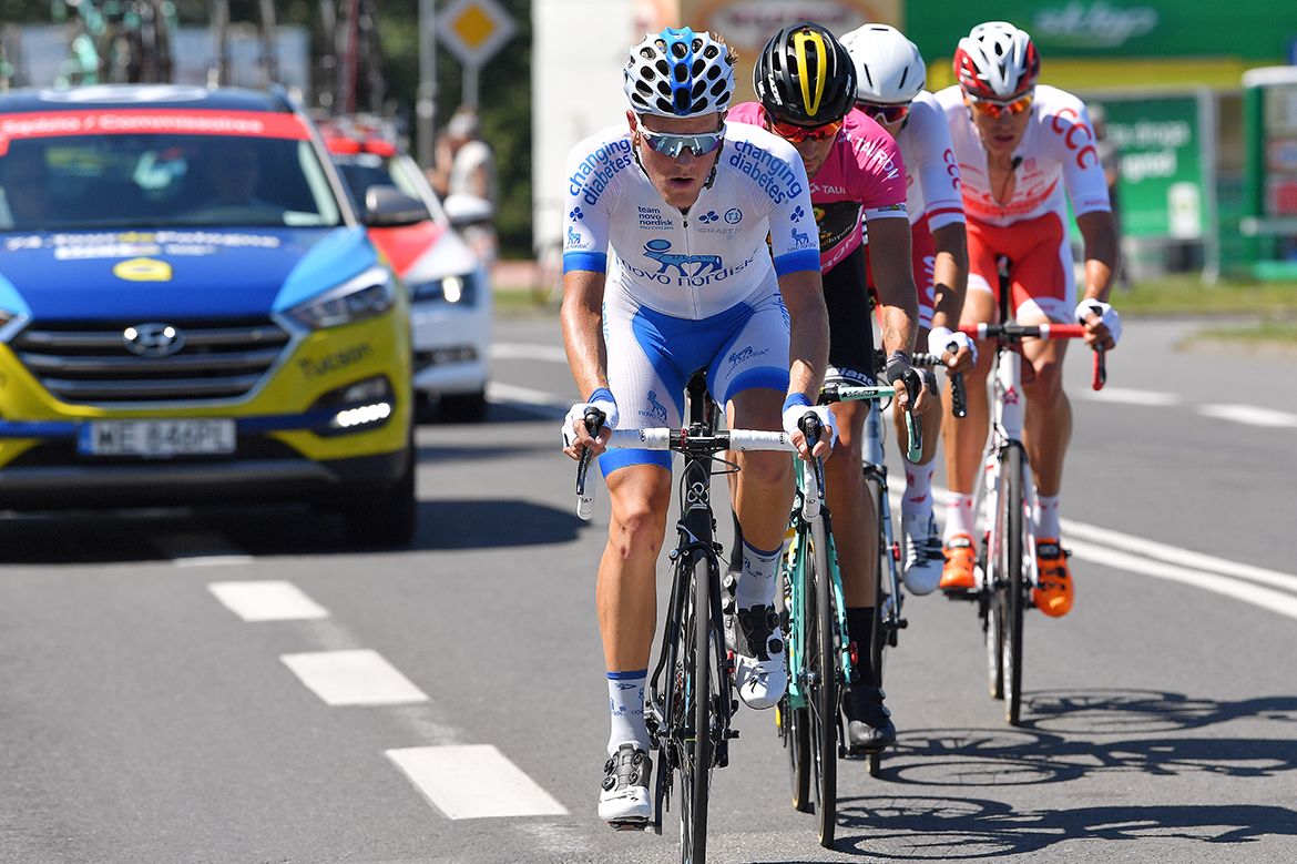 Novo Nordisk's Joonas Henttala leads the breakaway