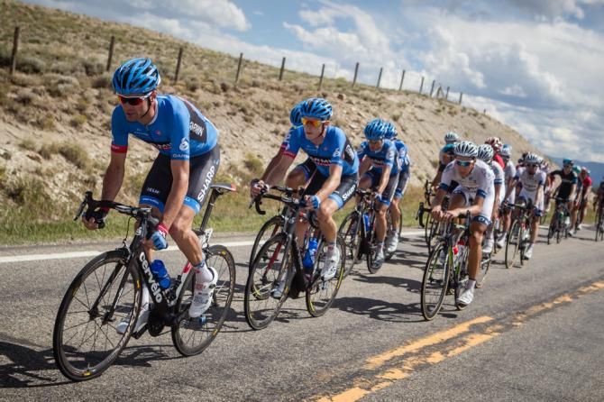 David Millar (Garmin Sharp) keeping the tempo high on the front of the field.