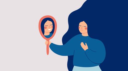 Illustration of woman looking in the mirror
