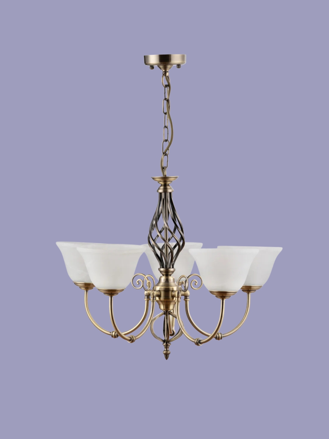 Wayfair, Campbellsburg 5 - Light Twist Shaded Chandelier Alabaster Style Glass