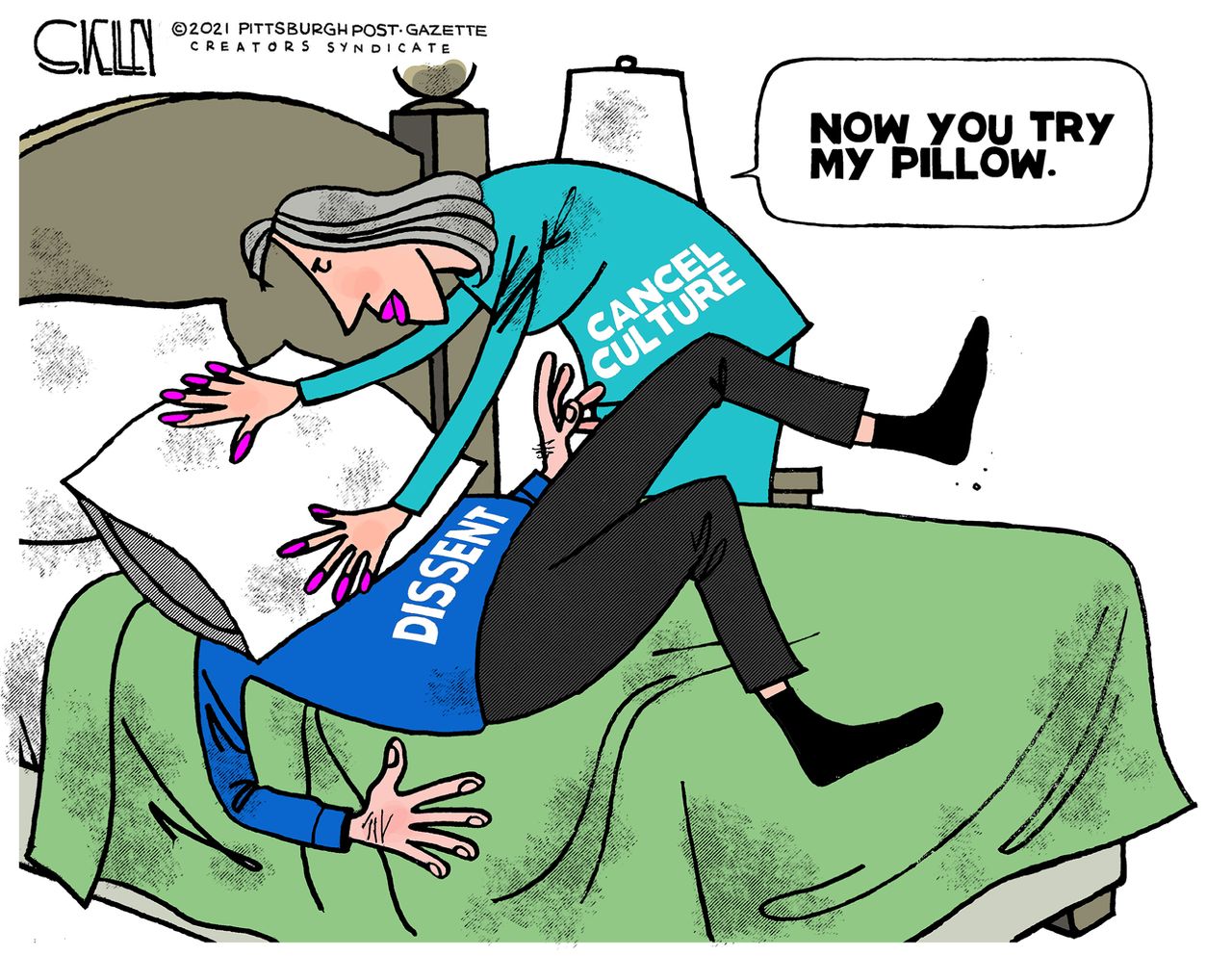 Editorial Cartoon U.S. conservative free speech mypillow