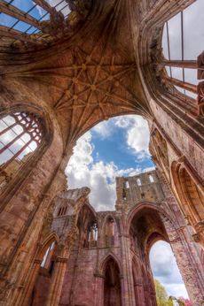 The roof that soars above at Melrose Abbey.