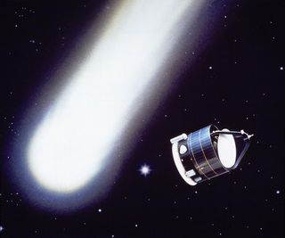 The Giotto space probe, launched in 1985 on an Ariane 1 V14 launcher, brushed past the hidden nucleus of Halley's comet in 1986.