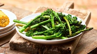 Broccoli sitting on a plate